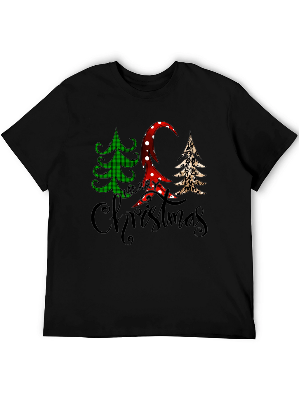Merry Christmas Tree Pattern T-Shirt