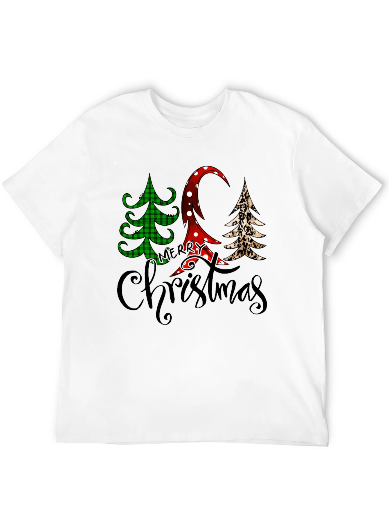 Merry Christmas Tree Pattern T-Shirt