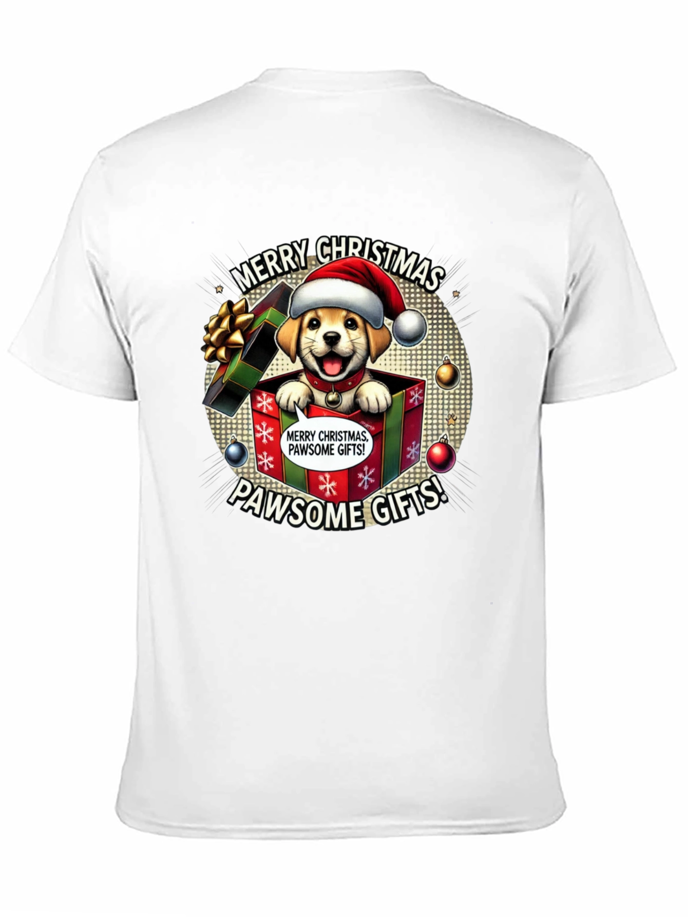 Merry Christmas Pawsome Gifts Dog T-Shirt