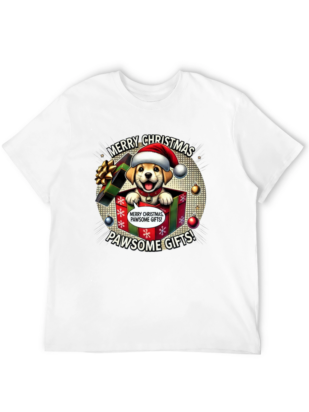 Merry Christmas Pawsome Gifts Dog T-Shirt