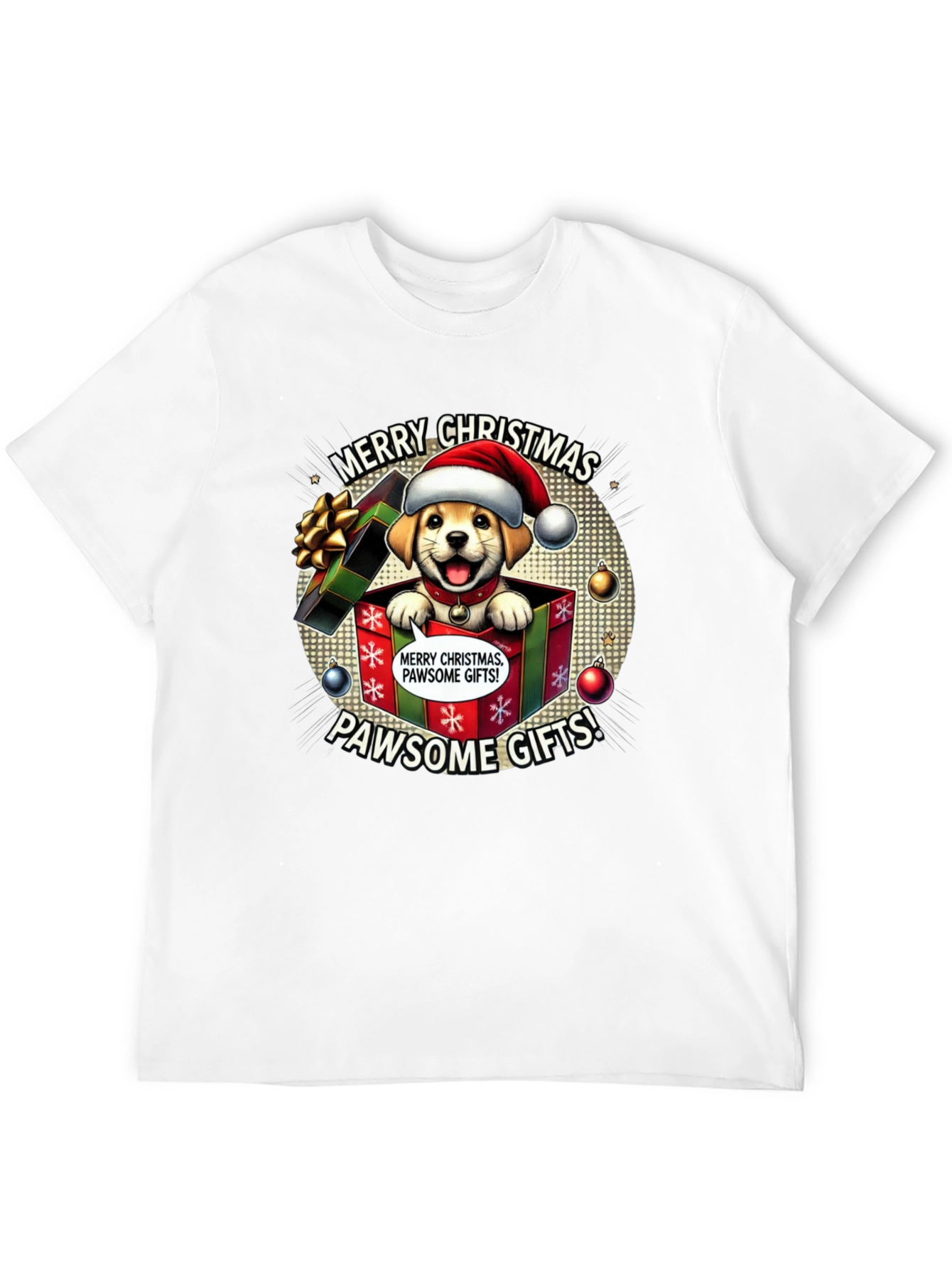 Merry Christmas Pawsome Gifts Dog T-Shirt
