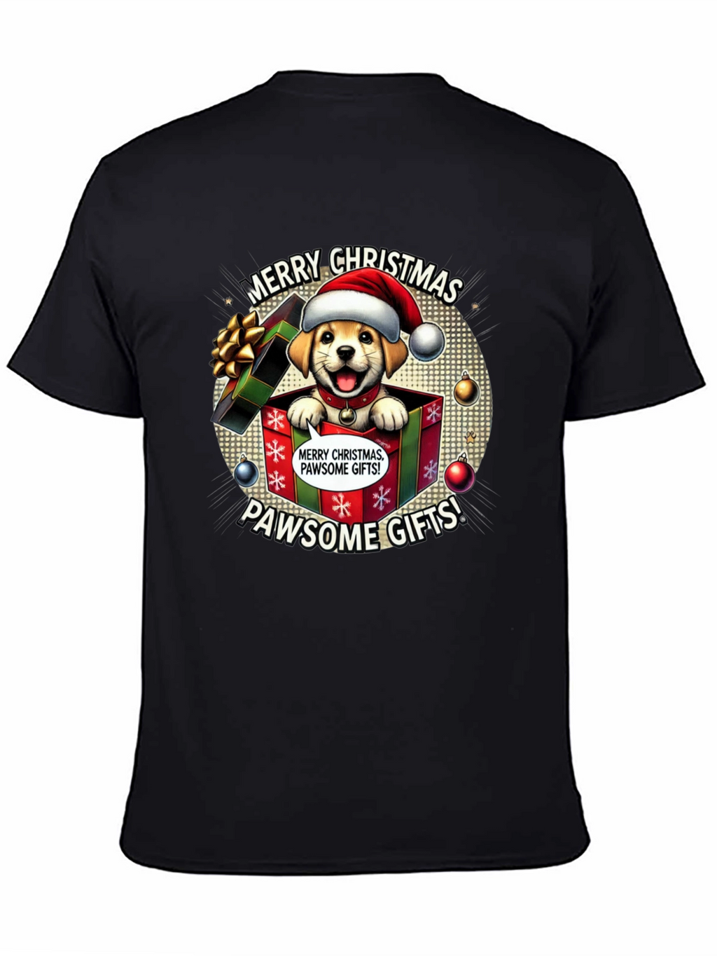 Merry Christmas Pawsome Gifts Dog T-Shirt
