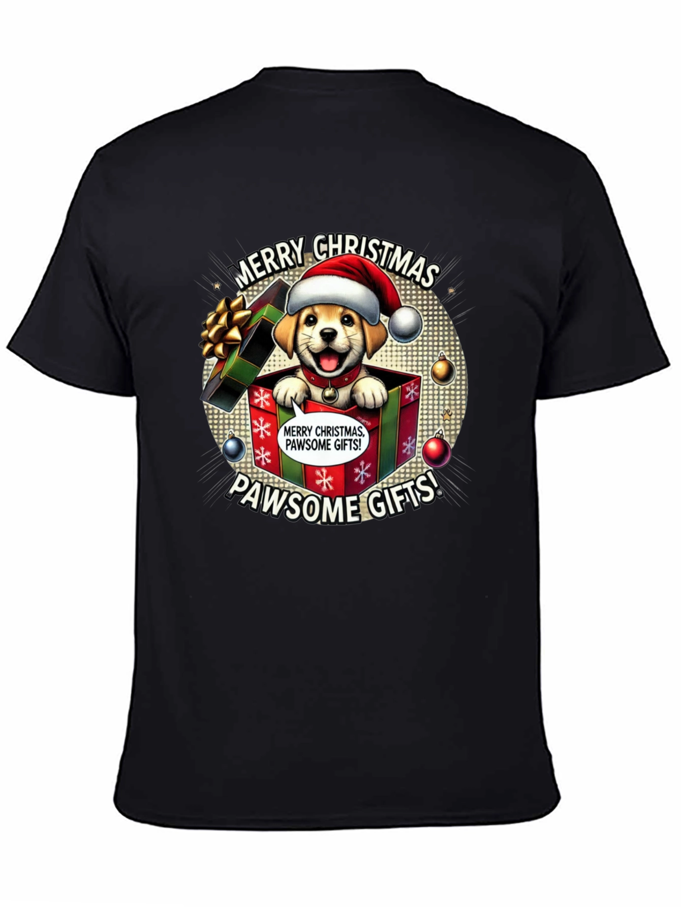 Merry Christmas Pawsome Gifts Dog T-Shirt