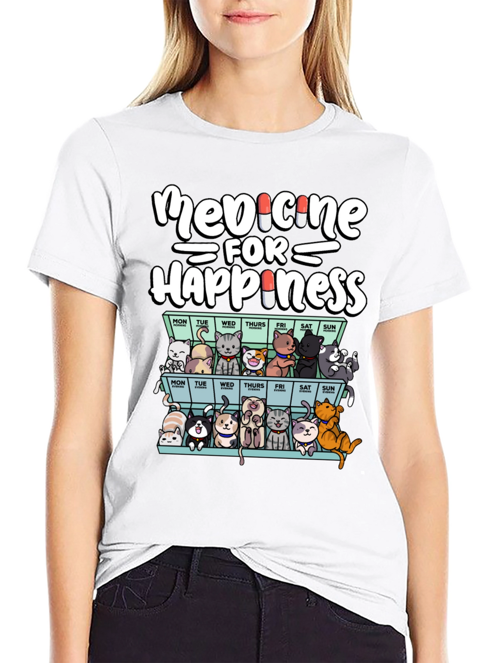 Medicine for Happiness Cat T-Shirt