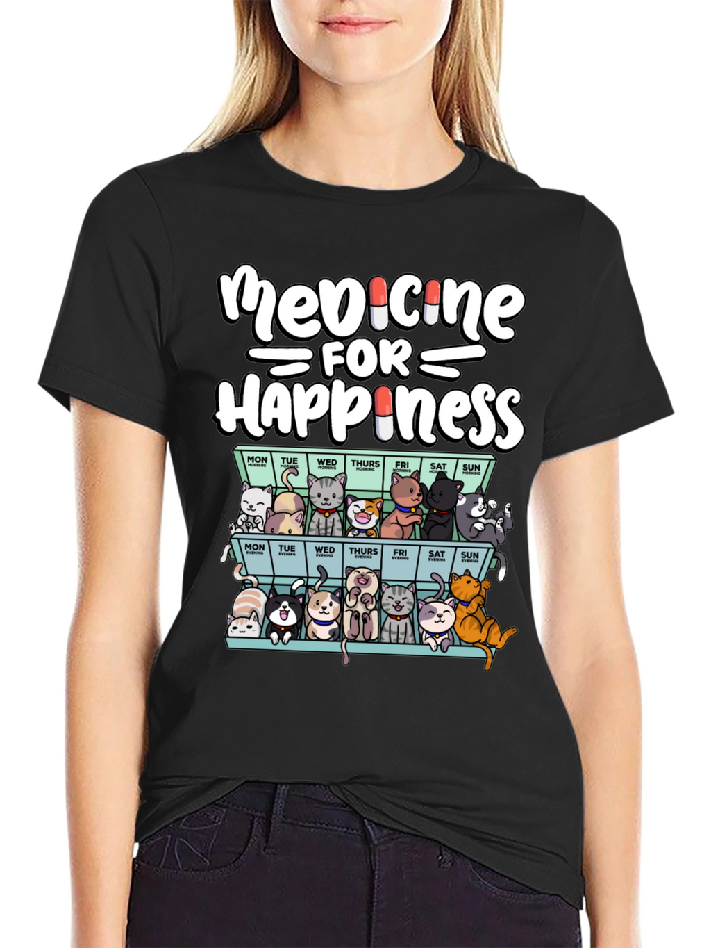Medicine for Happiness Cat T-Shirt