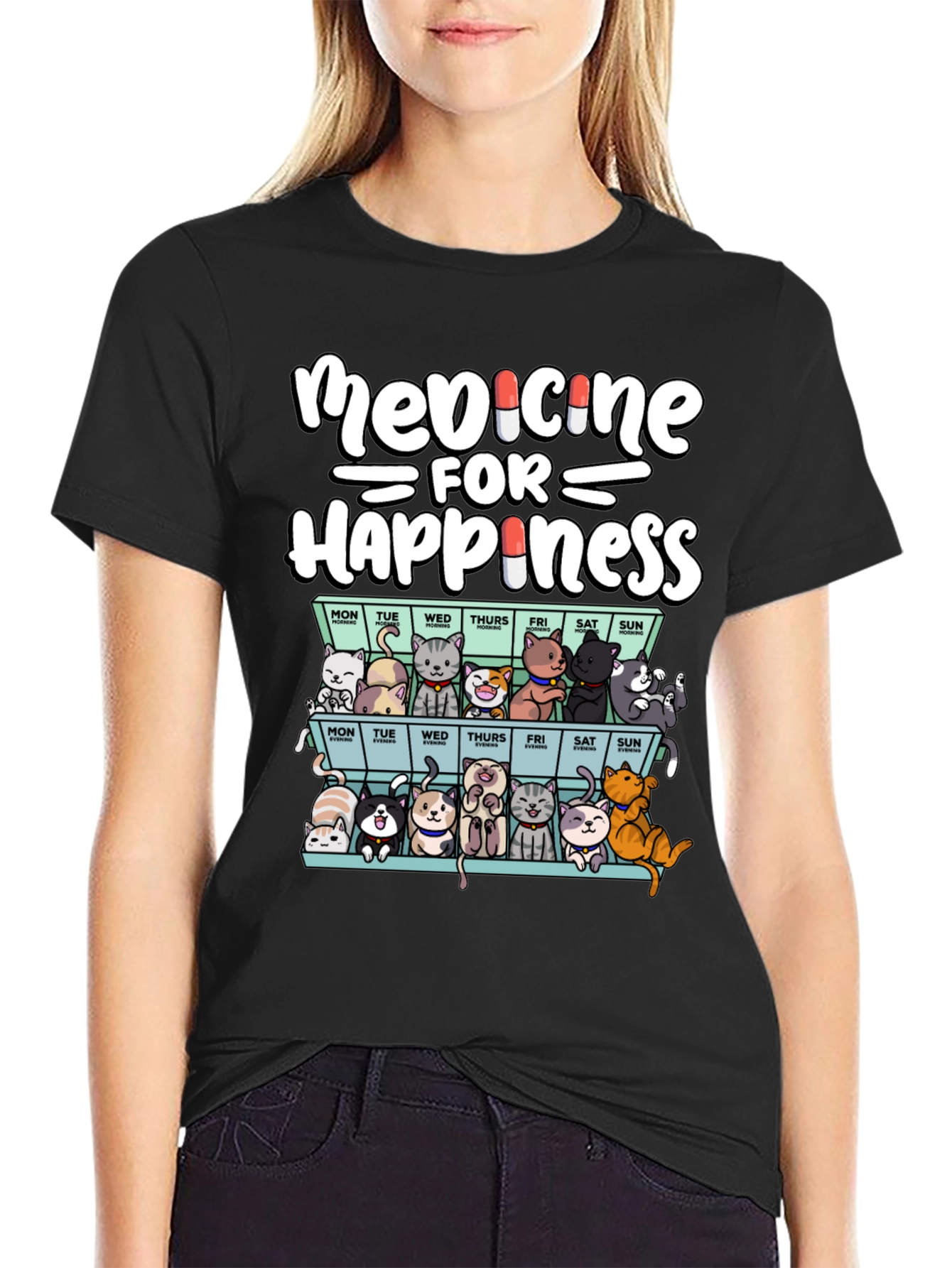 Medicine for Happiness Cat T-Shirt