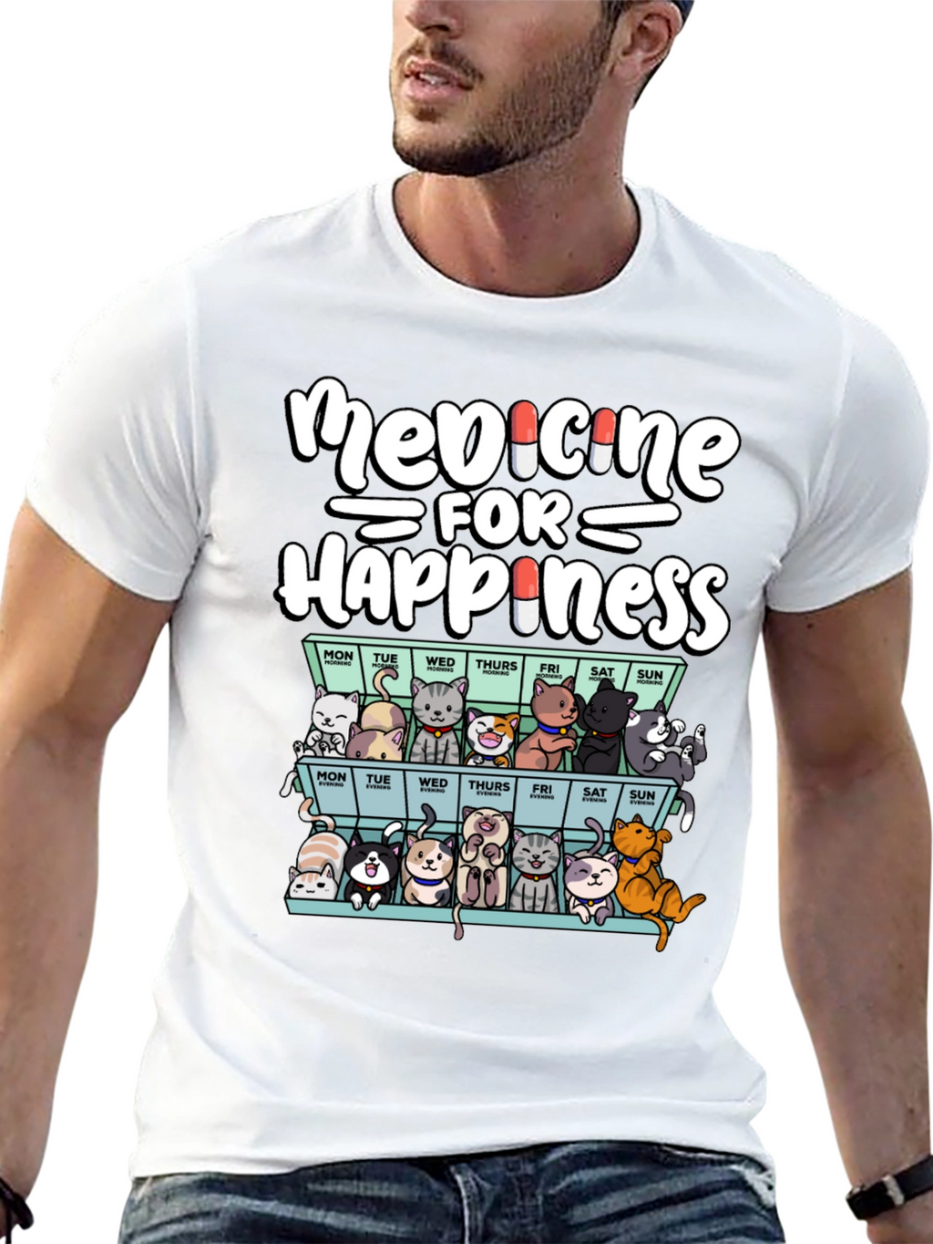 Medicine for Happiness Cat T-Shirt