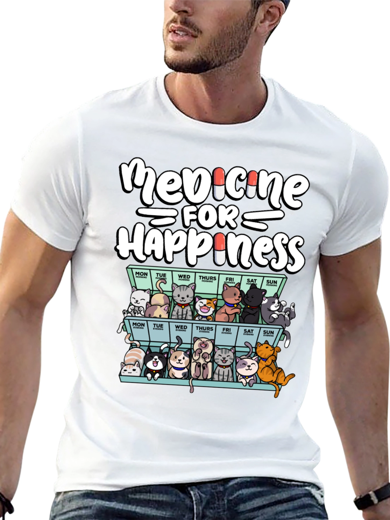 Medicine for Happiness Cat T-Shirt