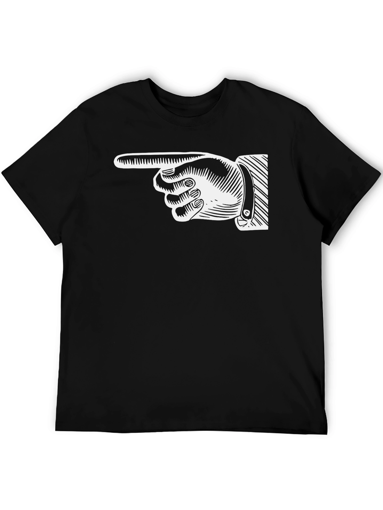 Pointing Finger Graphic Tee - Classic Black Cotton Shirt