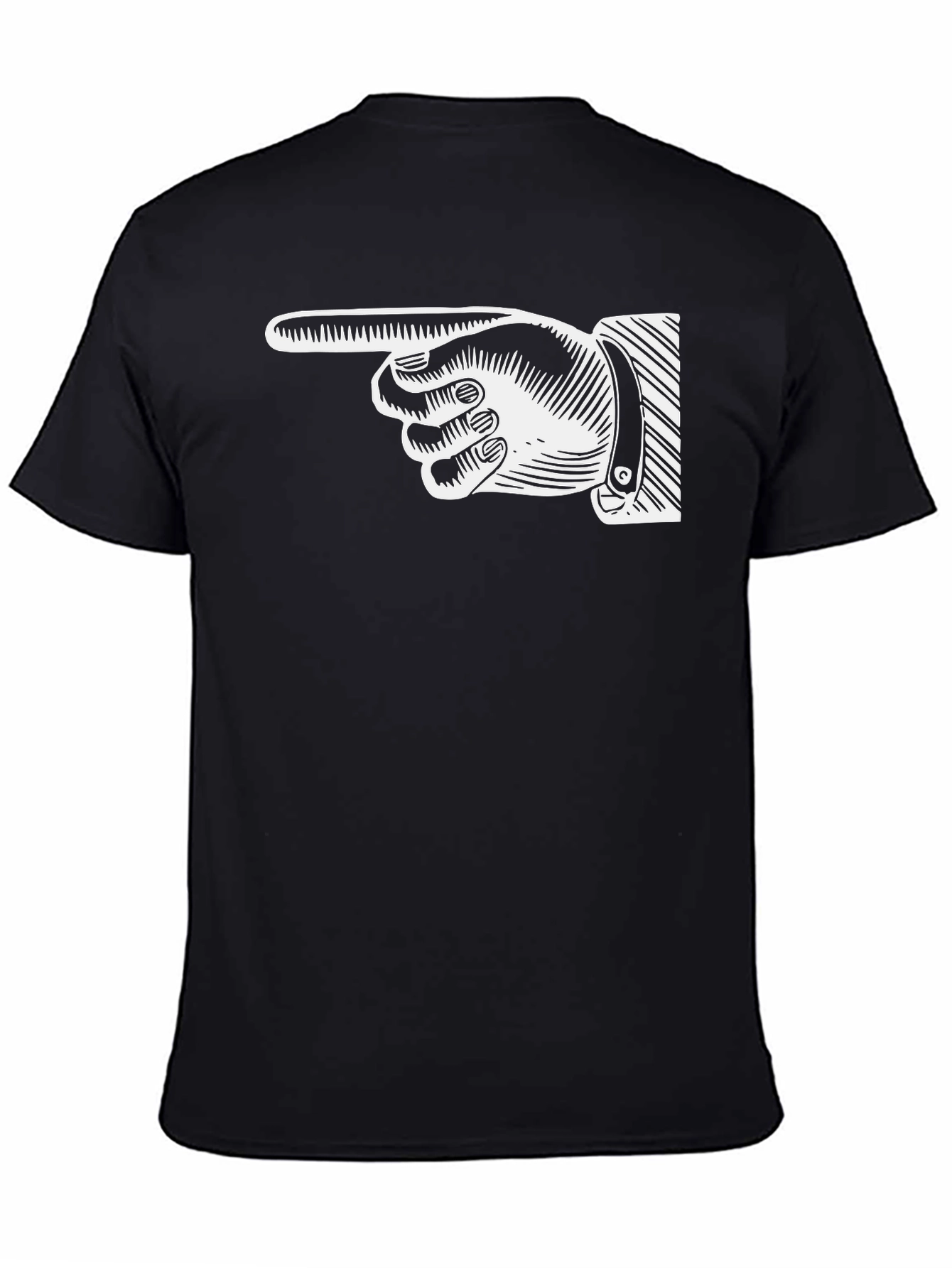 Pointing Finger Graphic Tee - Classic Black Cotton Shirt