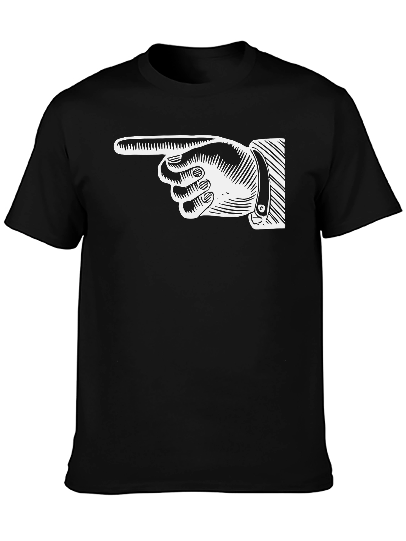 Pointing Finger Graphic Tee - Classic Black Cotton Shirt