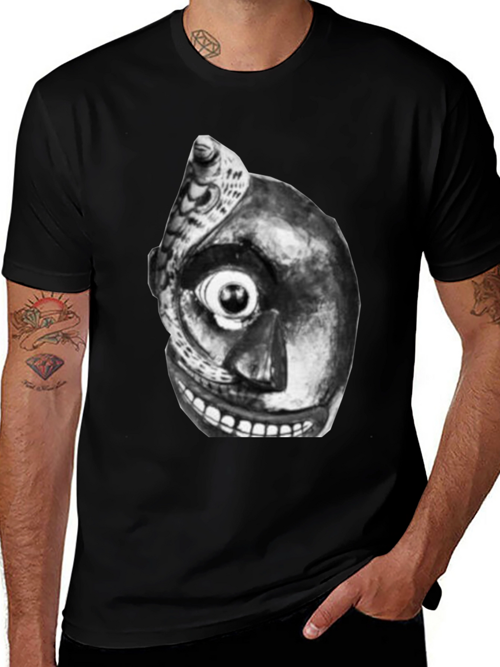 Unique Graphic Tee - Black T-Shirt with Abstract Art