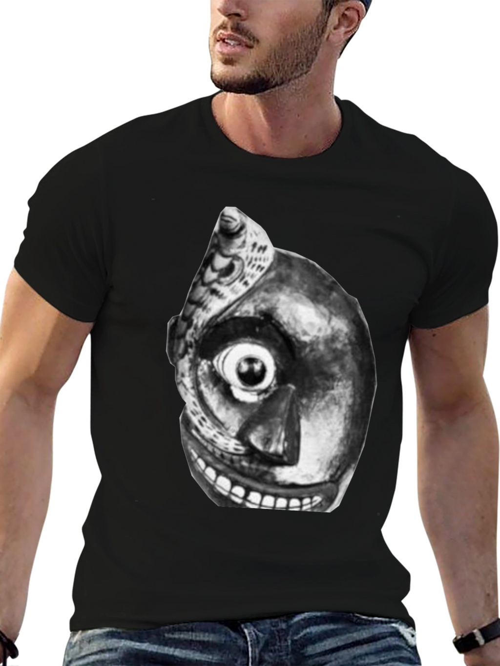 Unique Graphic Tee - Black T-Shirt with Abstract Art