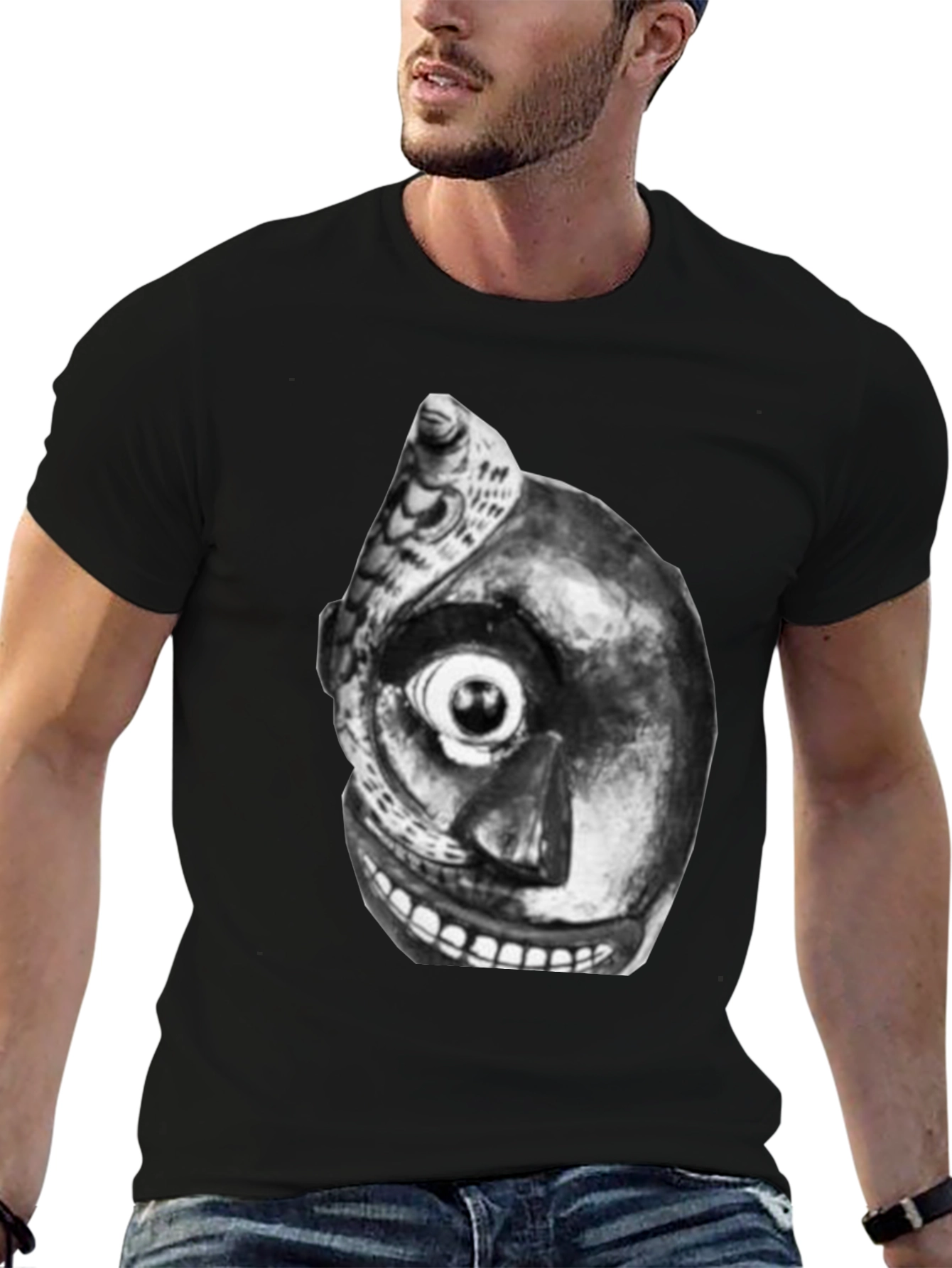 Unique Graphic Tee - Black T-Shirt with Abstract Art