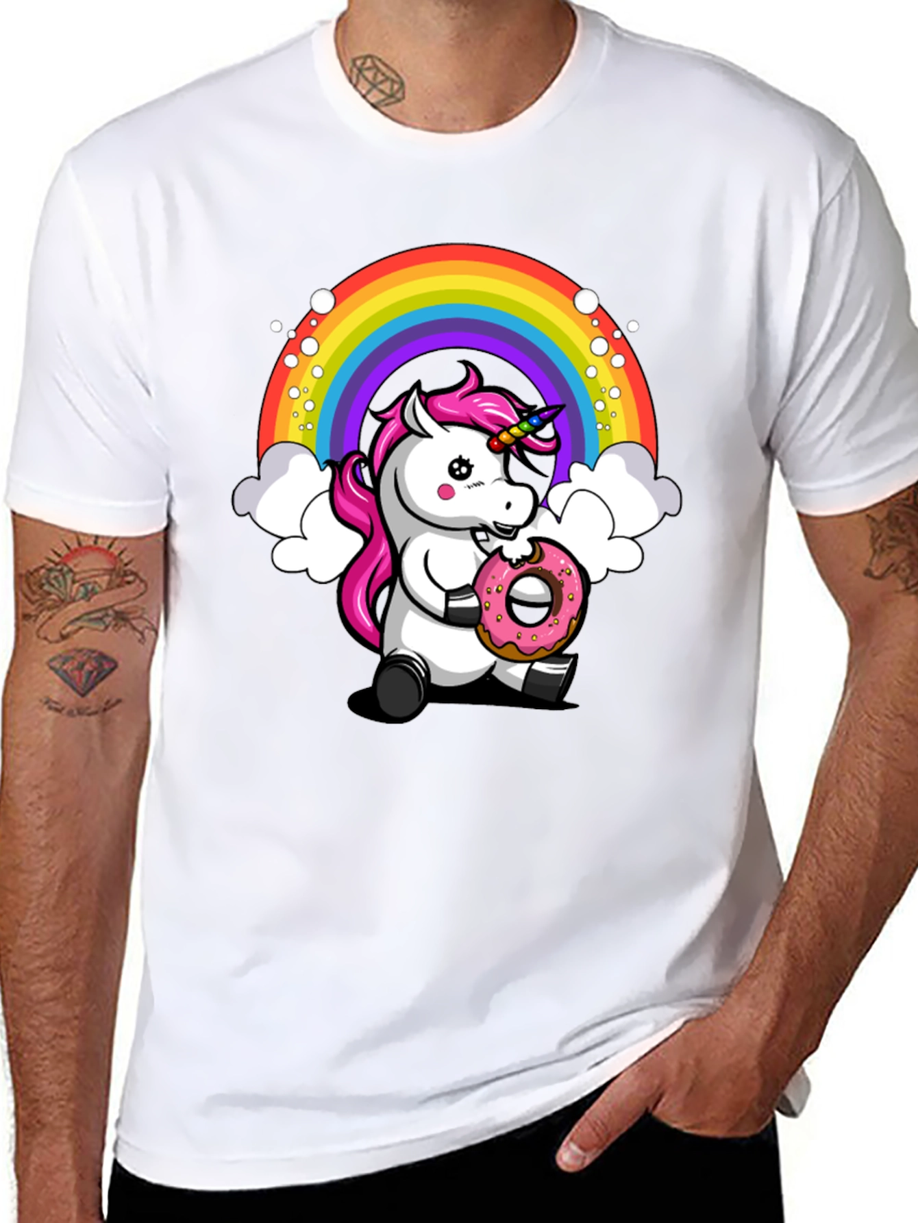 Unicorn Donut T-Shirt - Rainbow Graphic Tee