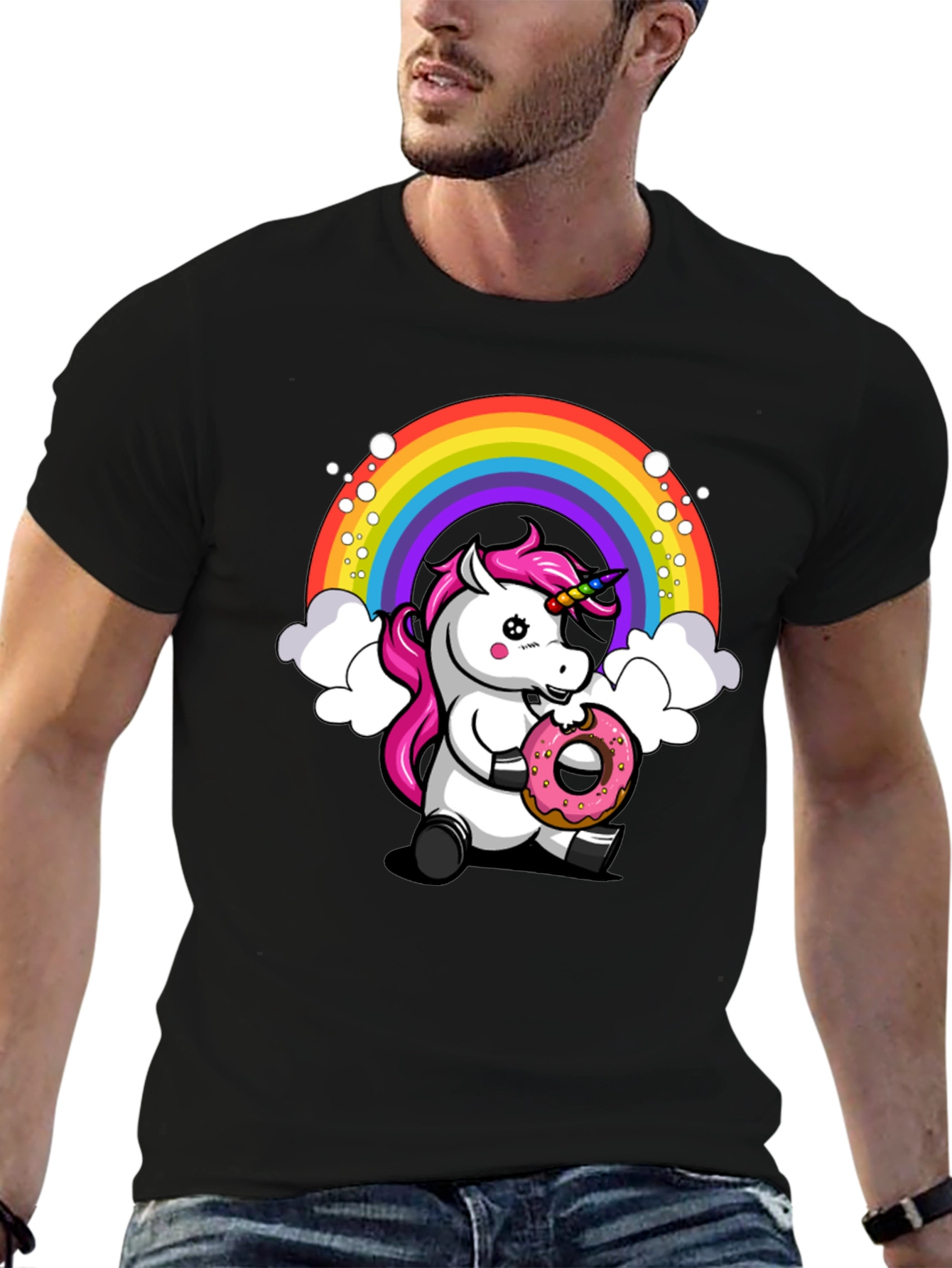 Unicorn Donut T-Shirt - Rainbow Graphic Tee