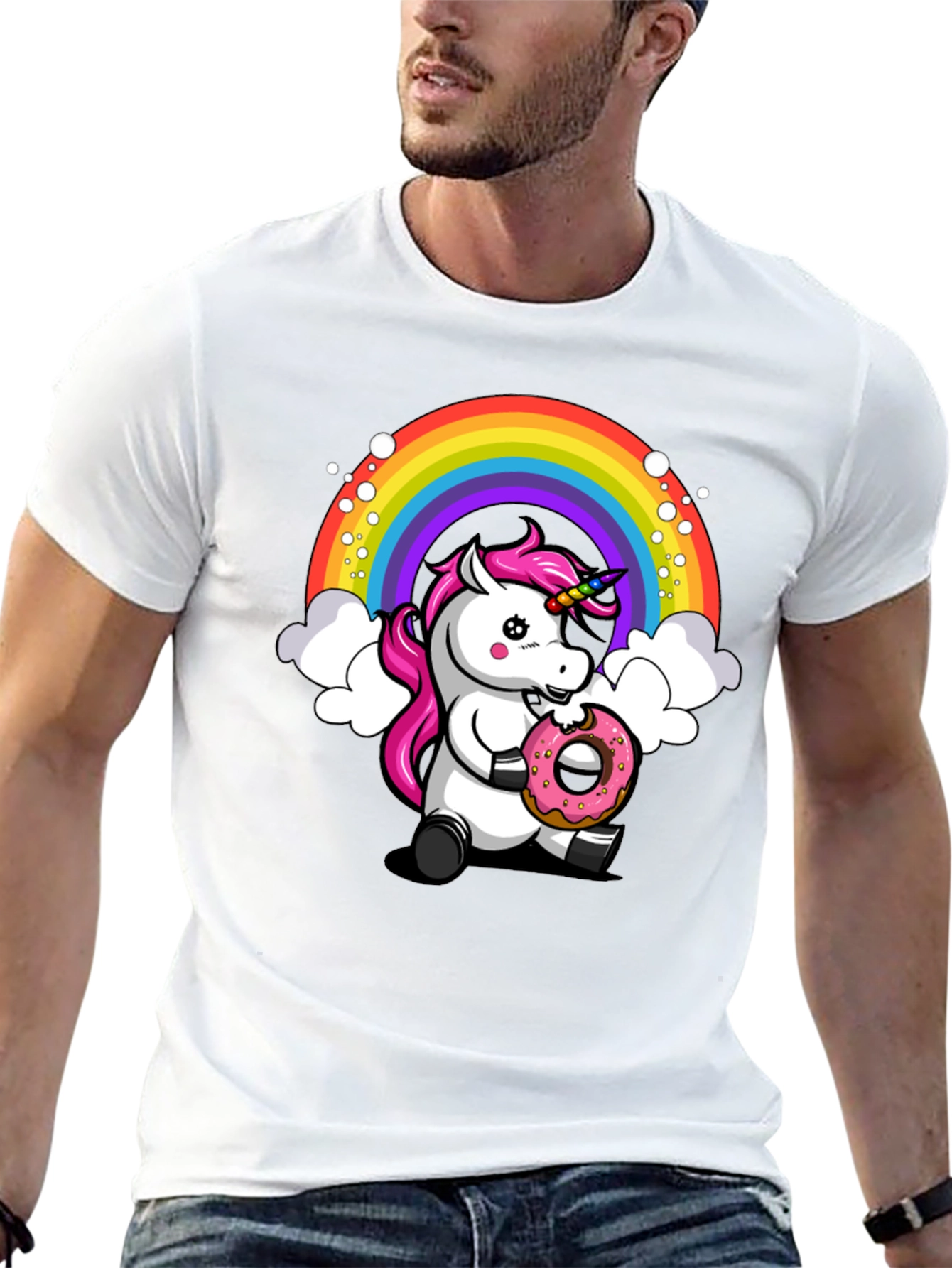 Unicorn Donut T-Shirt - Rainbow Graphic Tee
