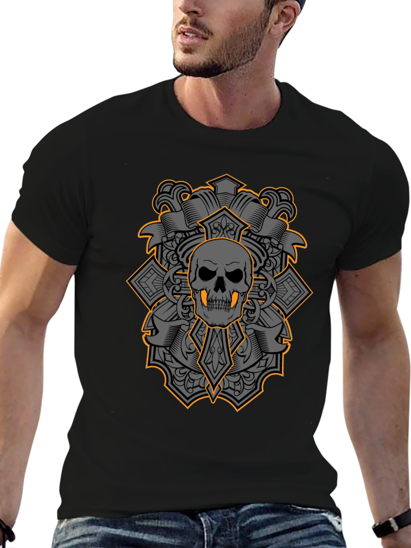 Skull & Crossbones Graphic Tee - Bold Gothic Style