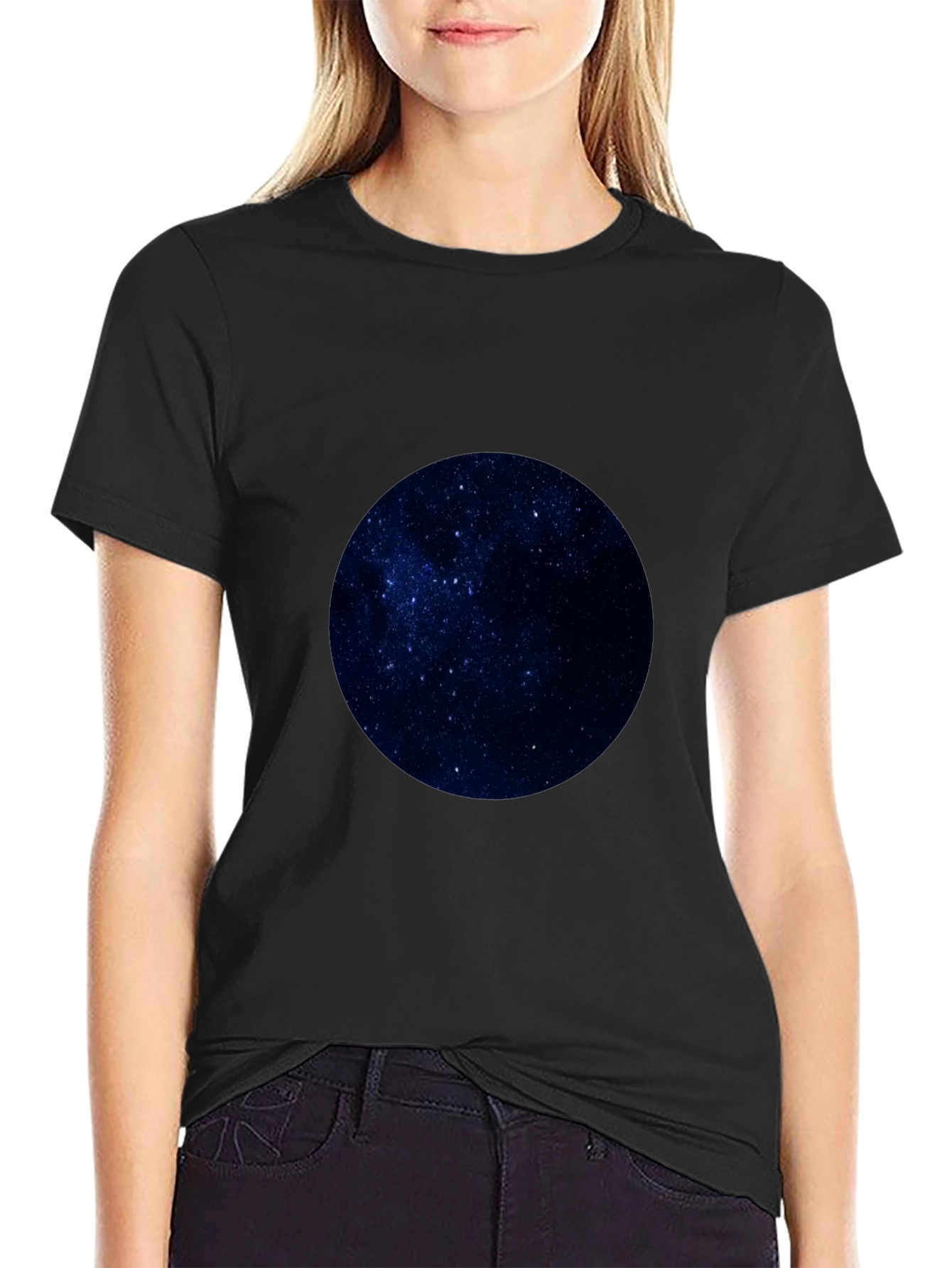 Celestial Sphere Graphic Tee - Black Cotton Comfort