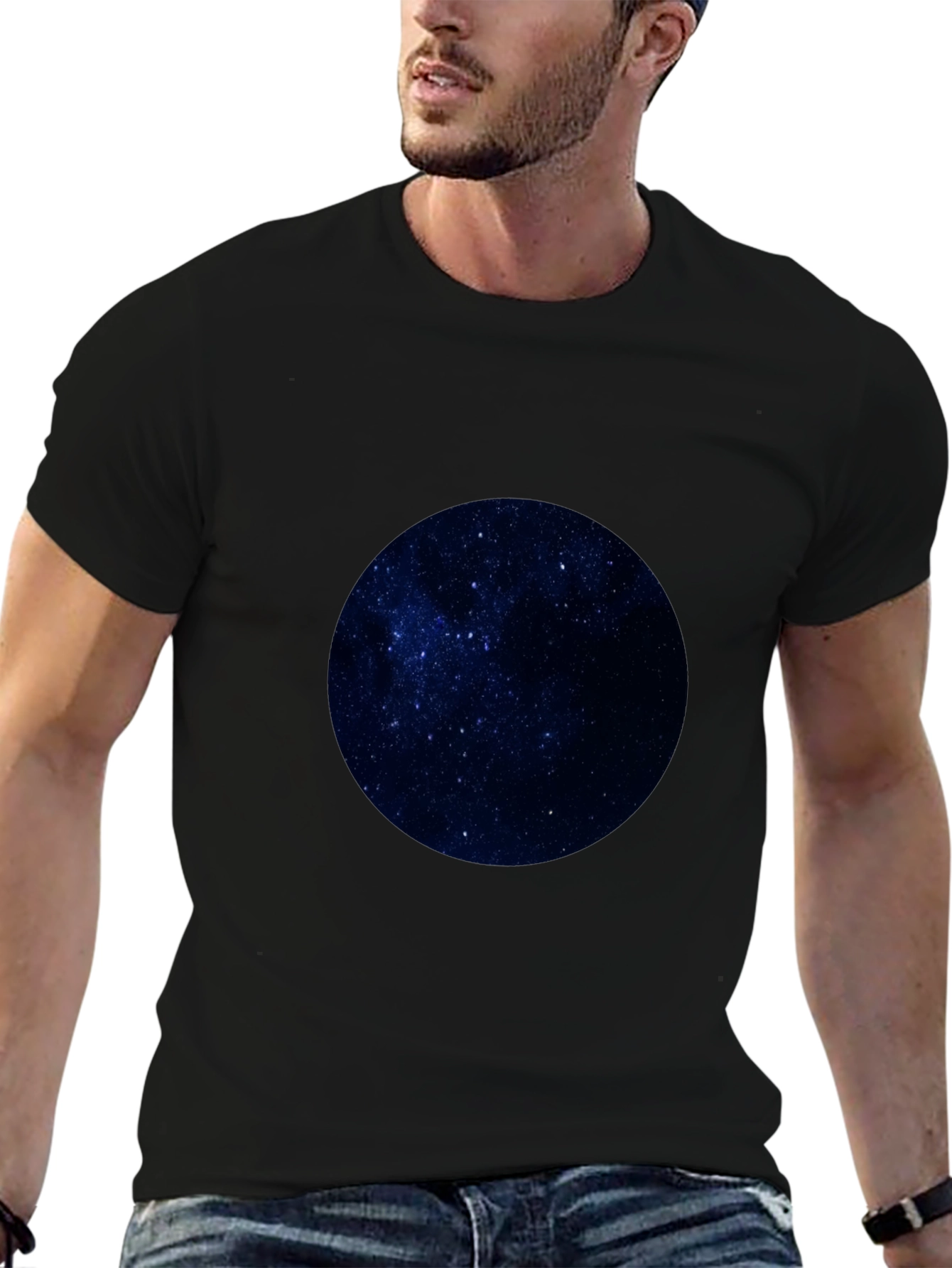 Celestial Sphere Graphic Tee - Black Cotton Comfort
