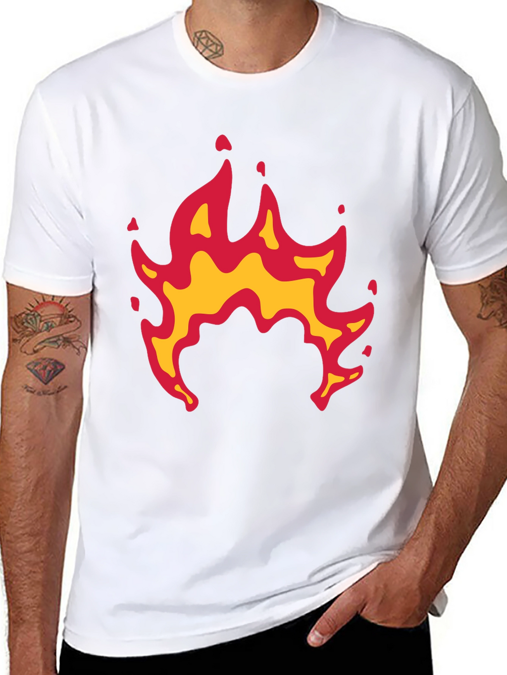 Fiery Flames Graphic Black Tee
