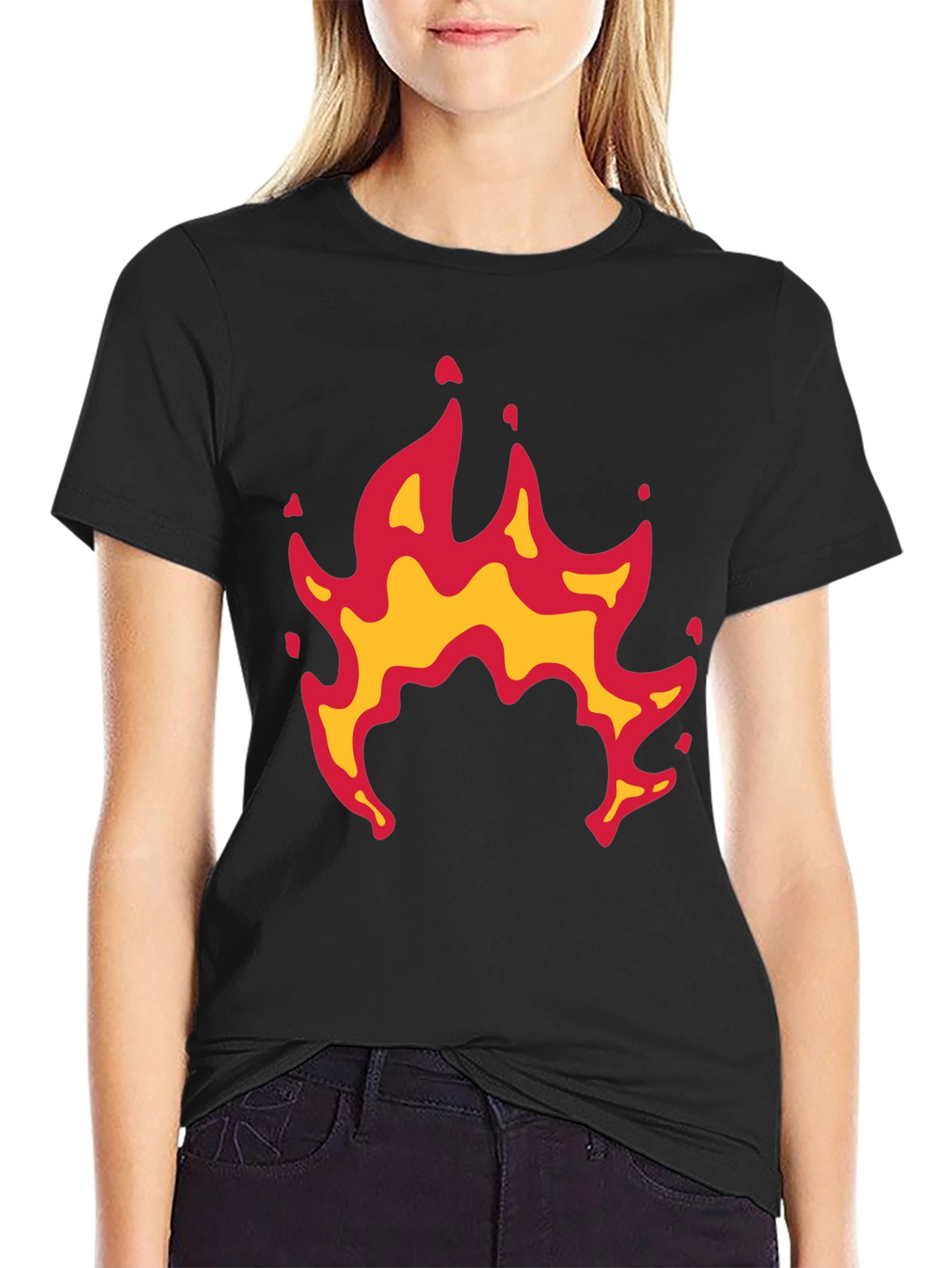 Fiery Flames Graphic Black Tee