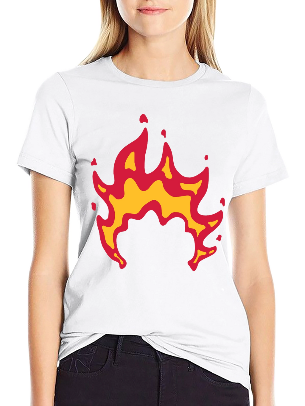 Fiery Flames Graphic Black Tee