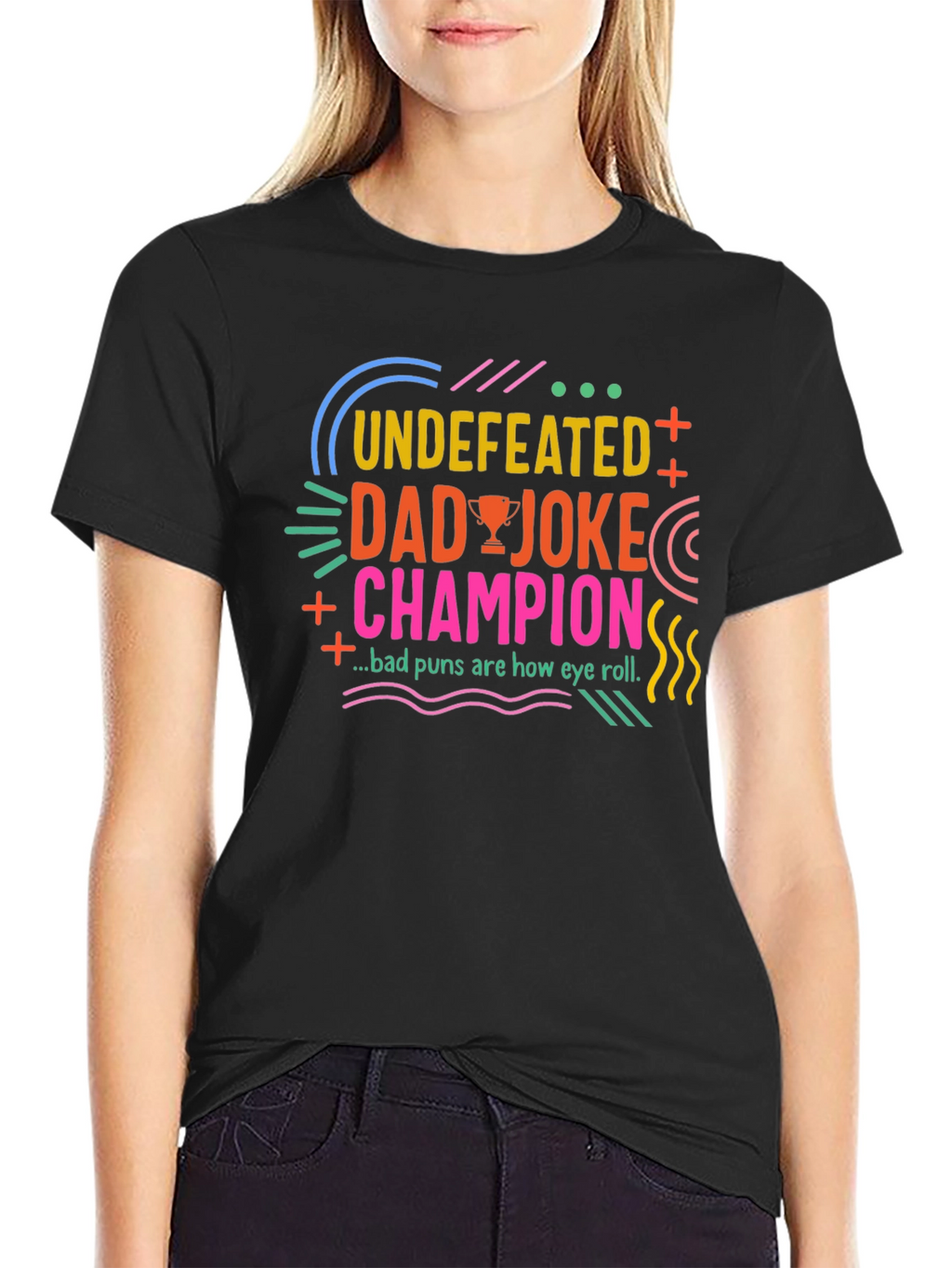 Undefeated Dad Joke Champion Black T-Shirt
