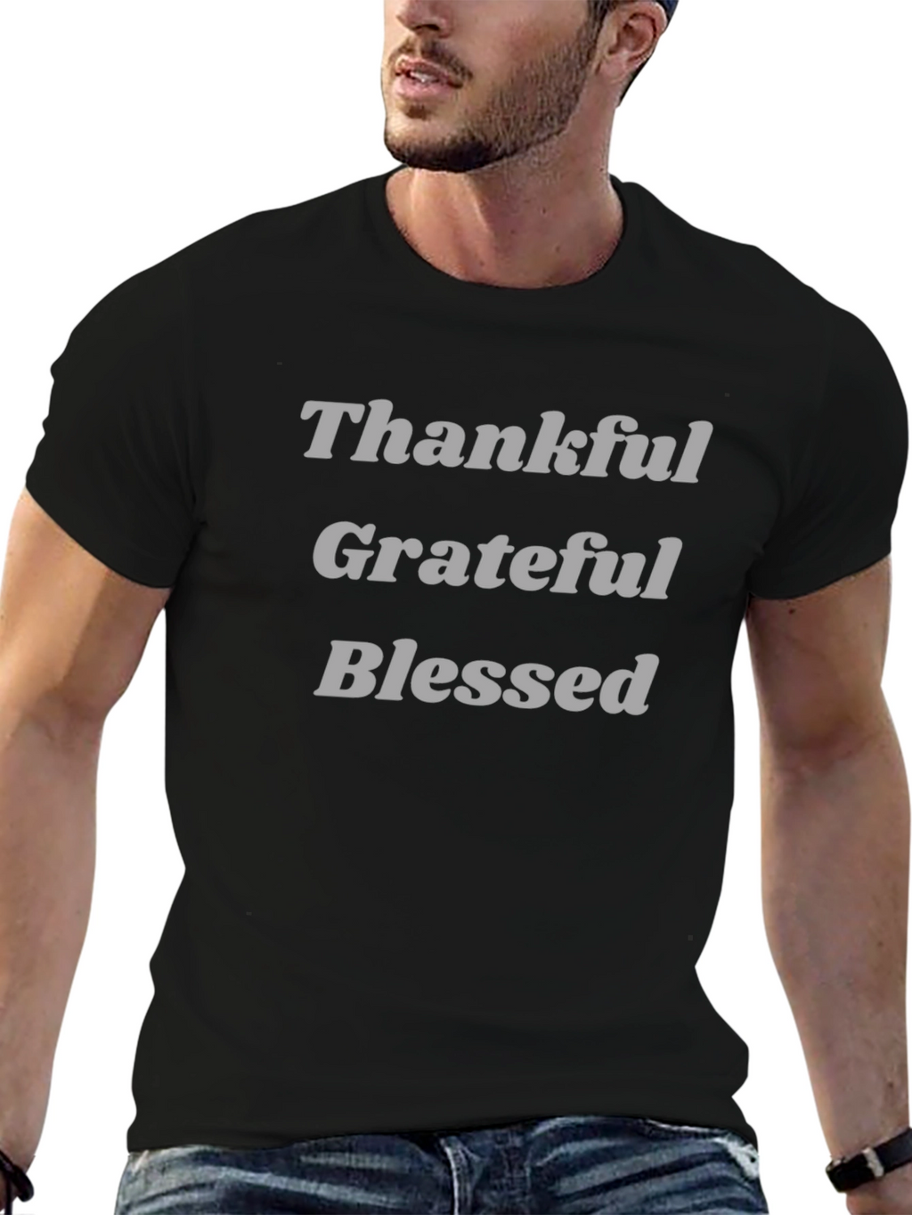 Thankful Grateful Blessed Black T-Shirt