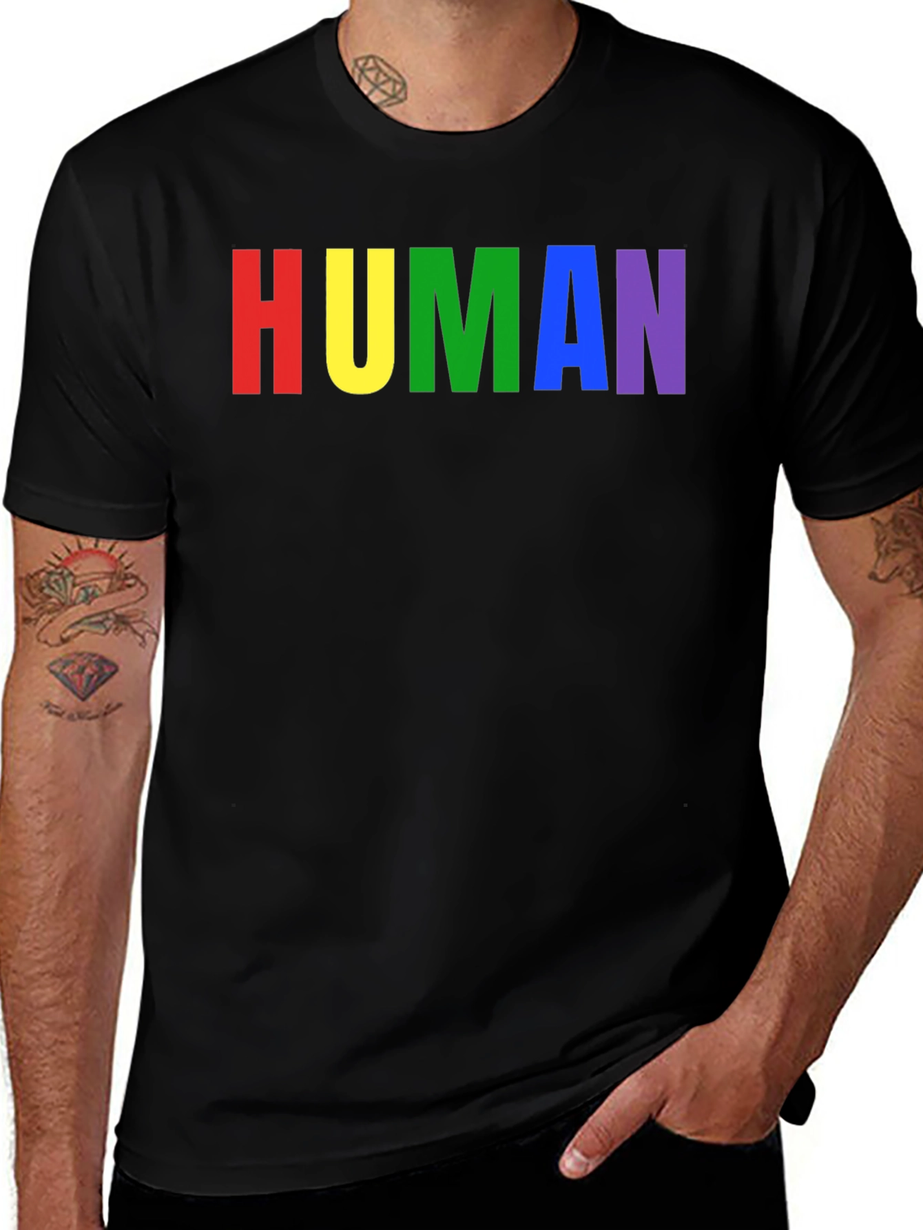 Rainbow HUMAN Graphic Tee - Pride T-Shirt