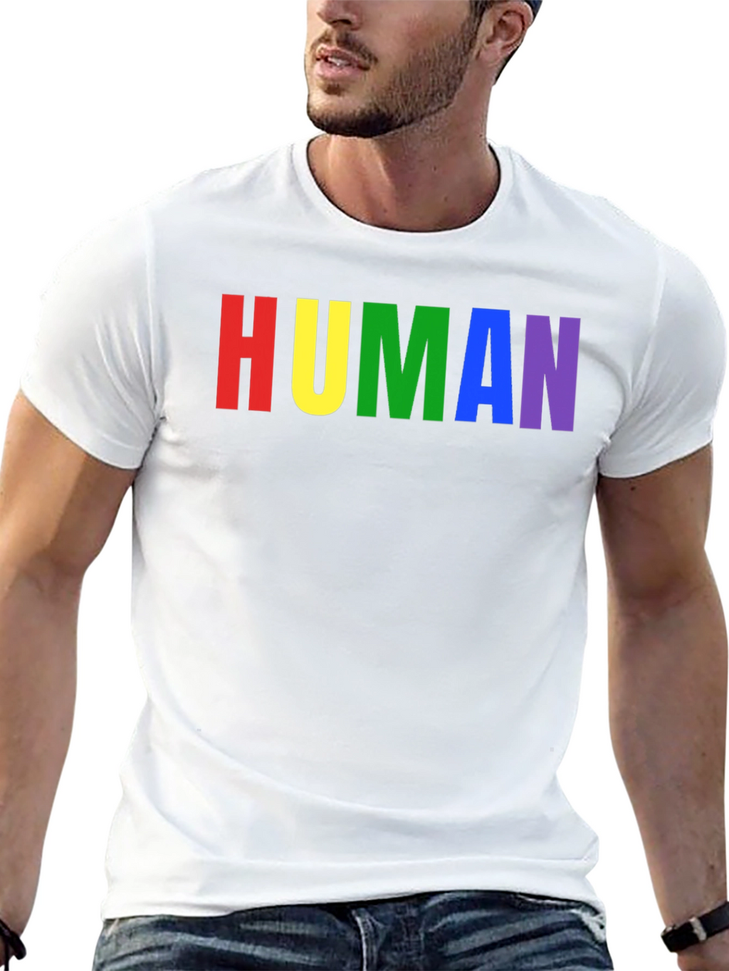 Rainbow HUMAN Graphic Tee - Pride T-Shirt
