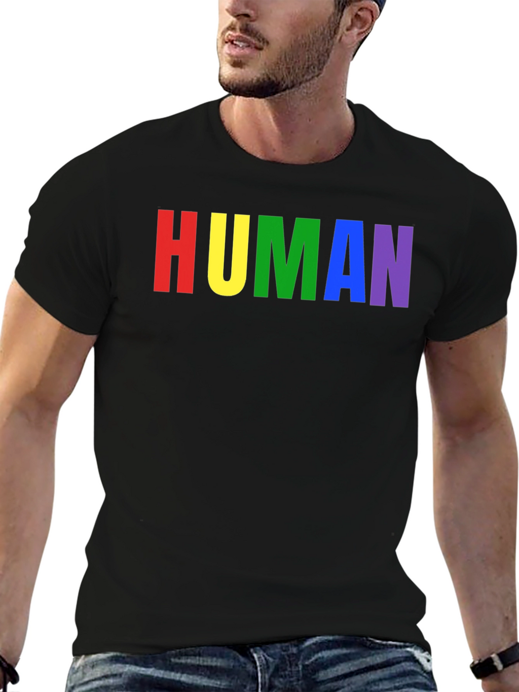 Rainbow HUMAN Graphic Tee - Pride T-Shirt