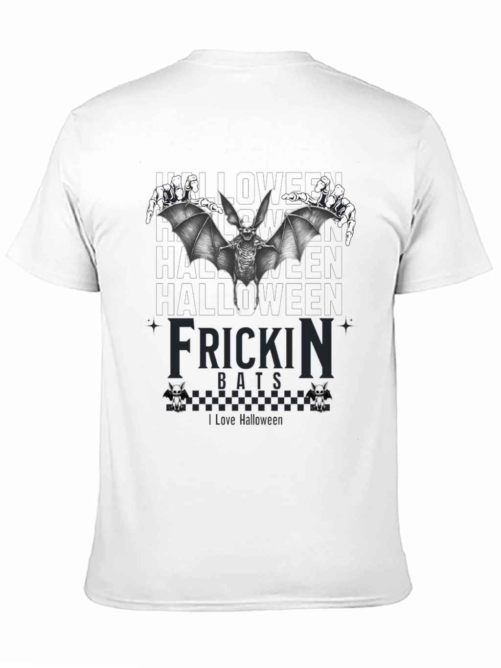 Frickin Bats Halloween T-Shirt - Spooky Skeleton Bat Design