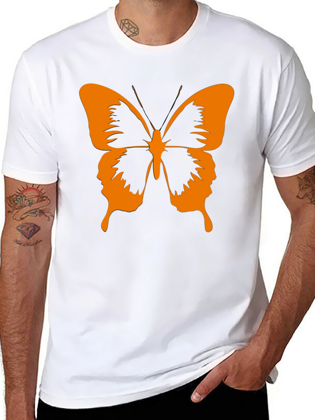 Butterfly Graphic Tee - Stylish Black Cotton T-Shirt