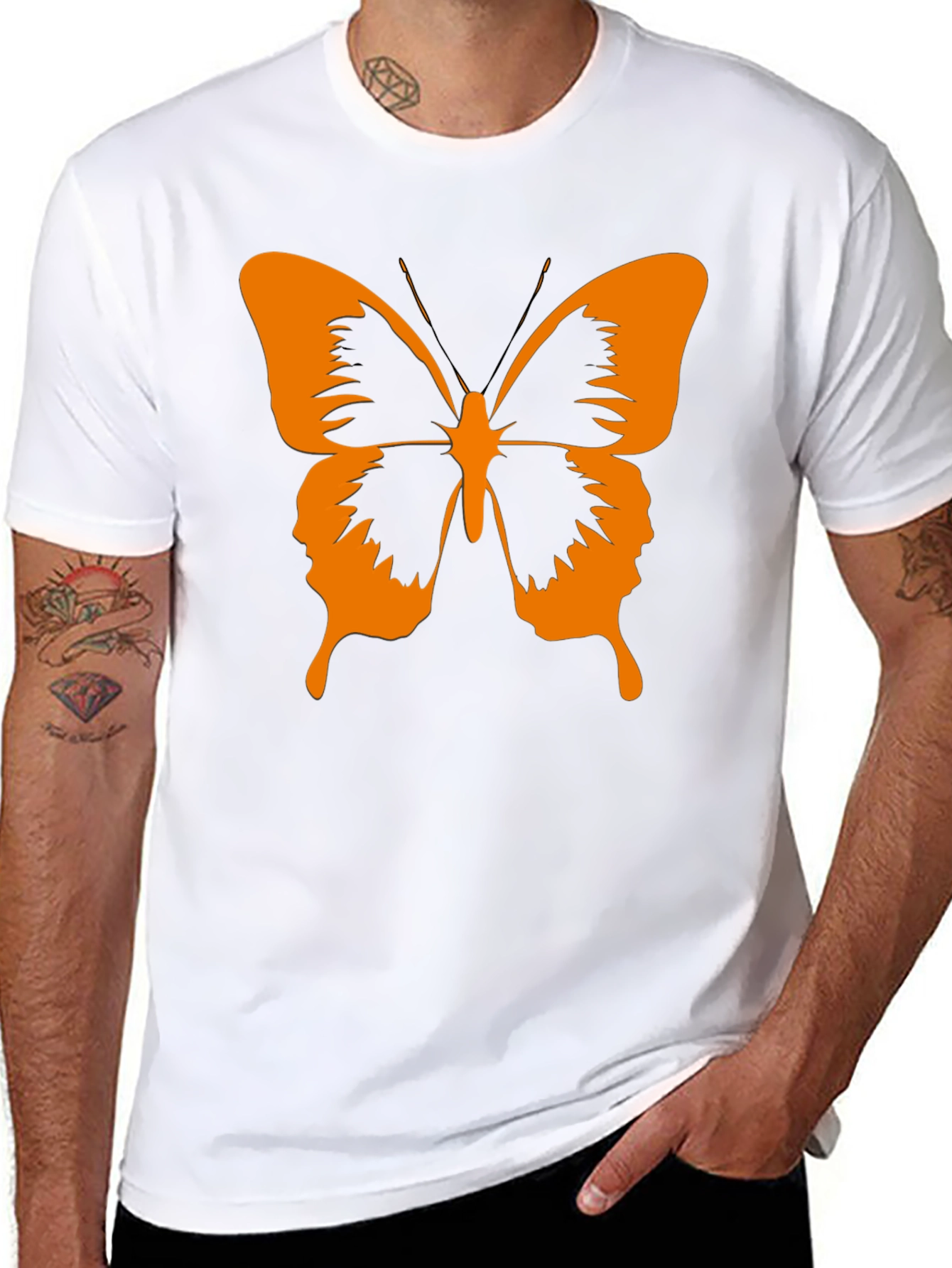 Butterfly Graphic Tee - Stylish Black Cotton T-Shirt