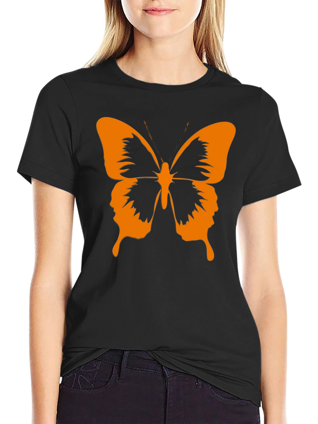 Butterfly Graphic Tee - Stylish Black Cotton T-Shirt