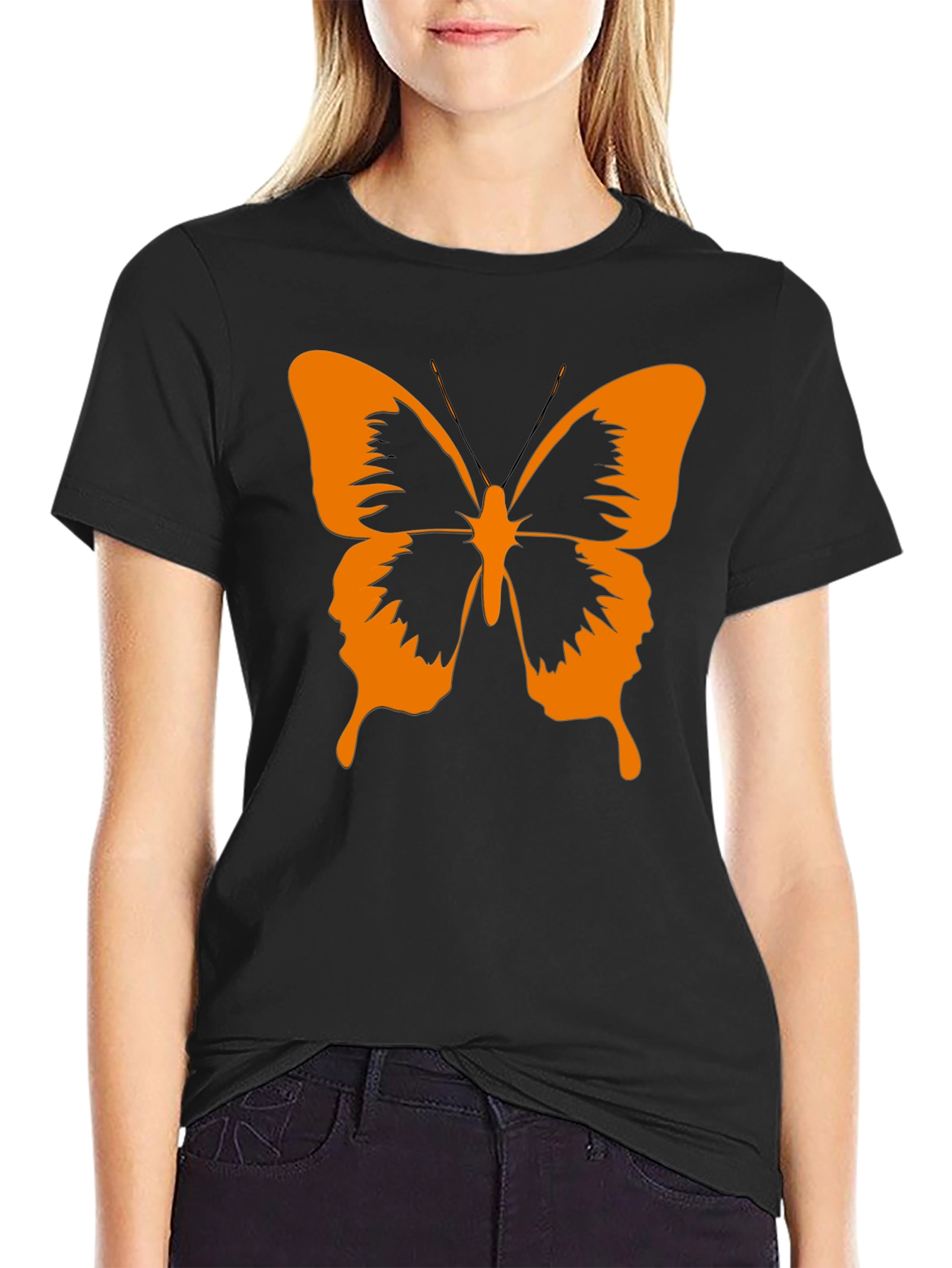 Butterfly Graphic Tee - Stylish Black Cotton T-Shirt