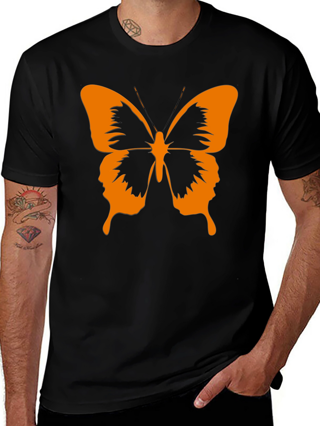 Butterfly Graphic Tee - Stylish Black Cotton T-Shirt