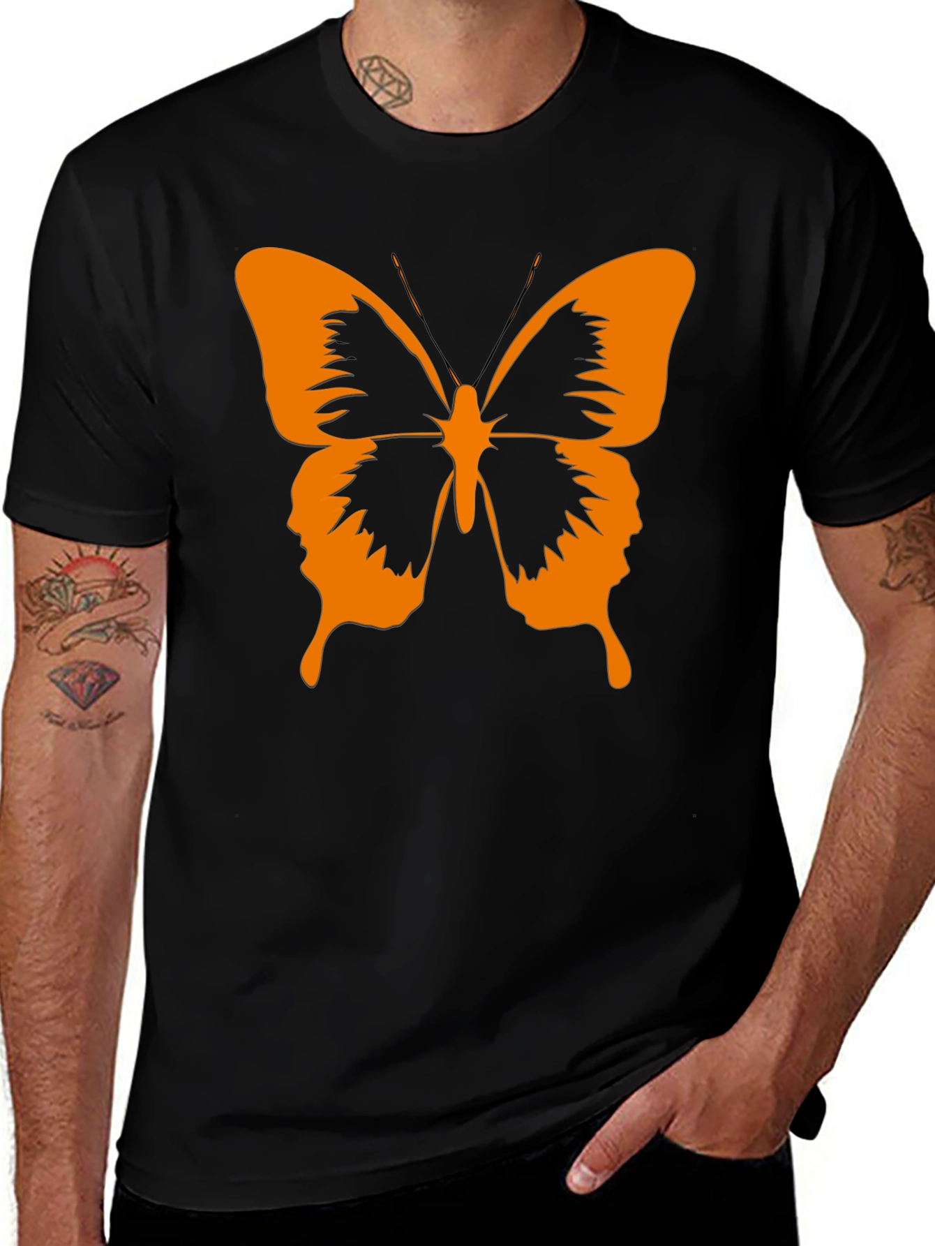 Butterfly Graphic Tee - Stylish Black Cotton T-Shirt