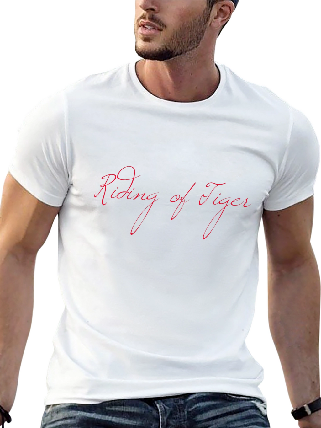 Riding of Tiger Black Graphic Tee Shirt