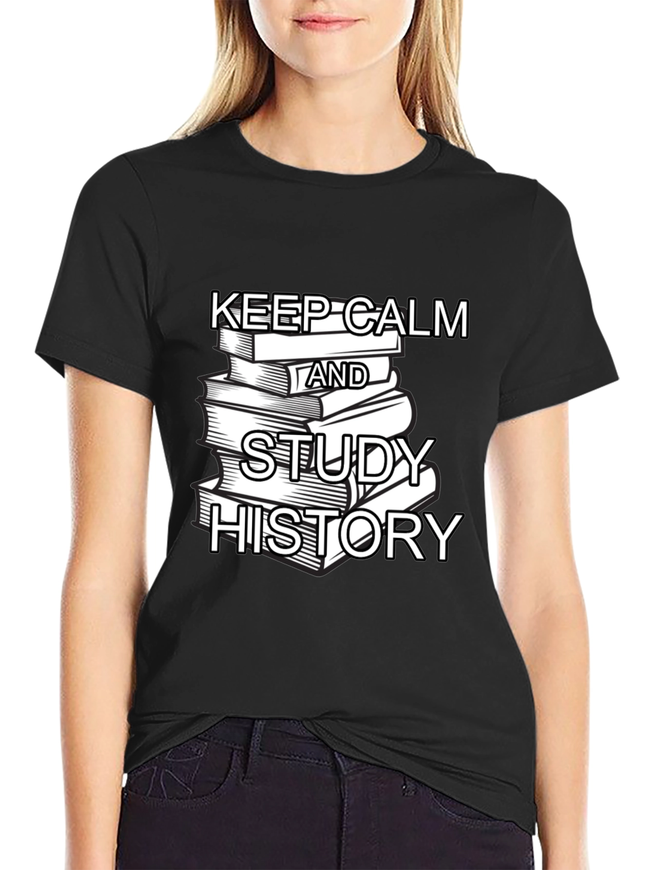 Keep Calm and Study History Black T-Shirt