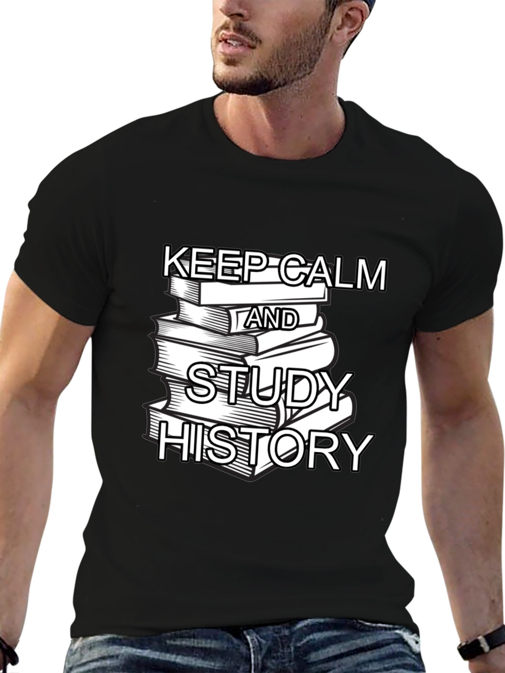 Keep Calm and Study History Black T-Shirt