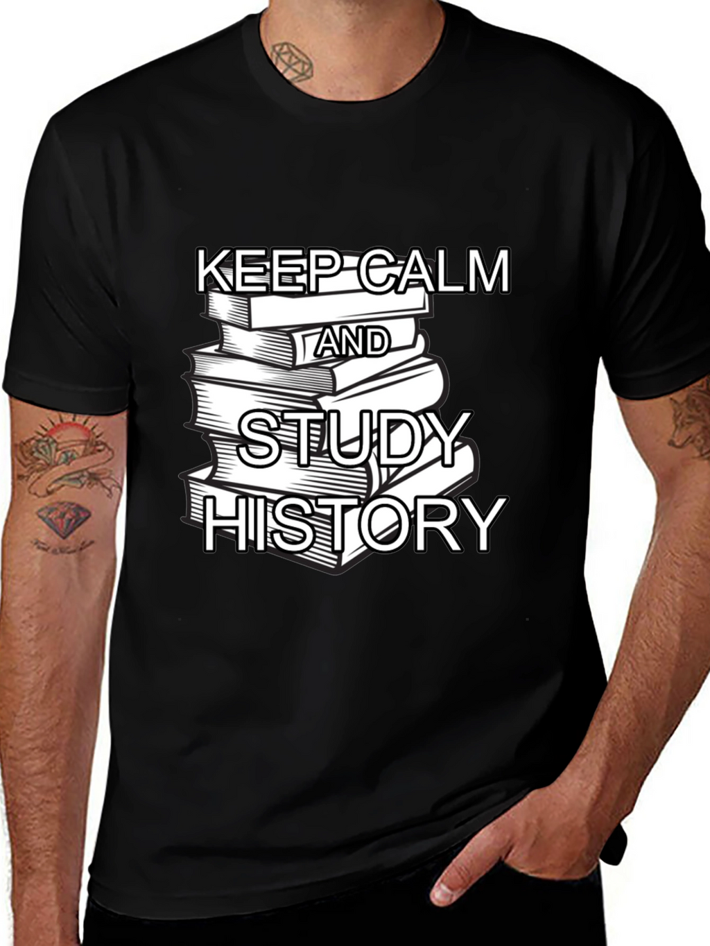 Keep Calm and Study History Black T-Shirt