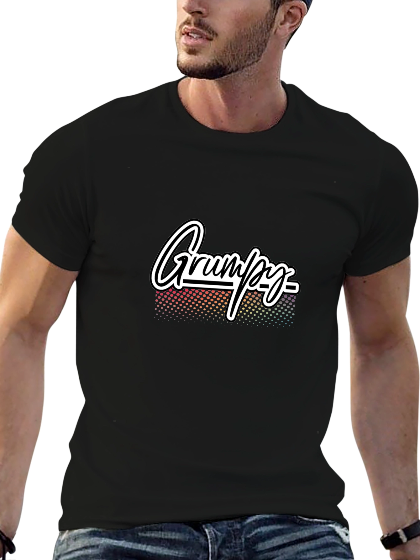 Grumpy Graphic Tee - Mens Black Cotton T-Shirt