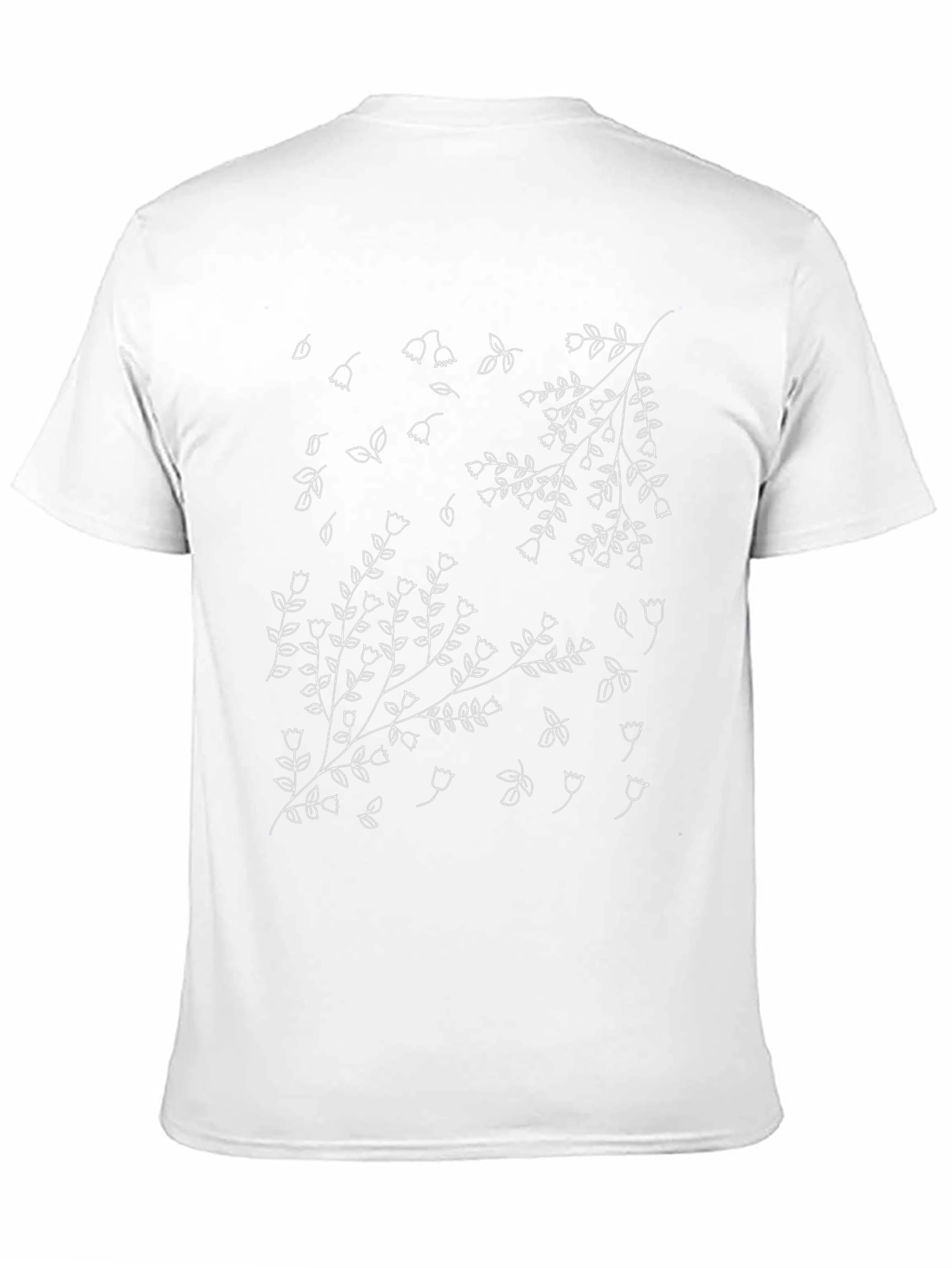 Floral Line Art T-Shirt - Black Botanical Design
