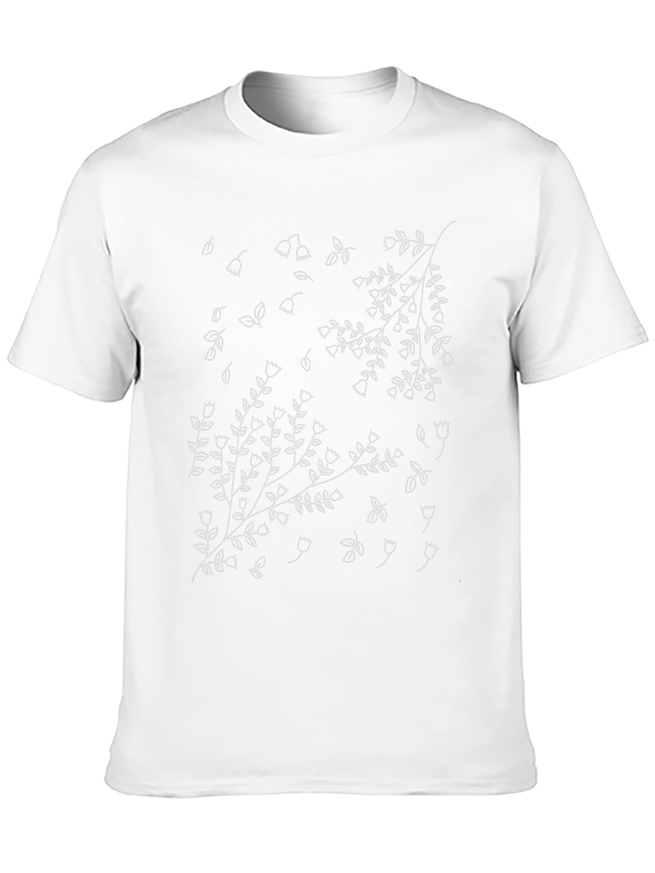 Floral Line Art T-Shirt - Black Botanical Design