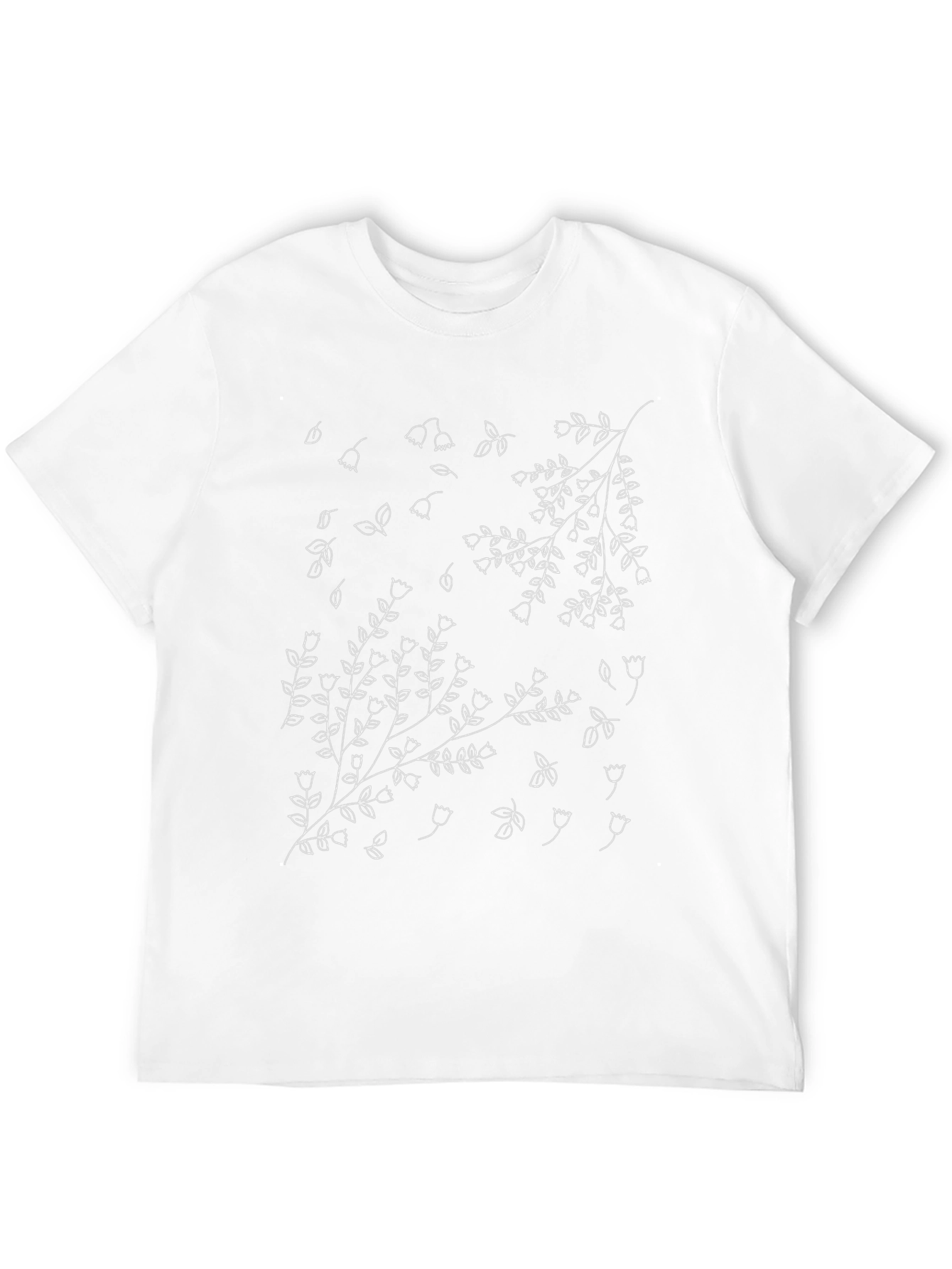 Floral Line Art T-Shirt - Black Botanical Design