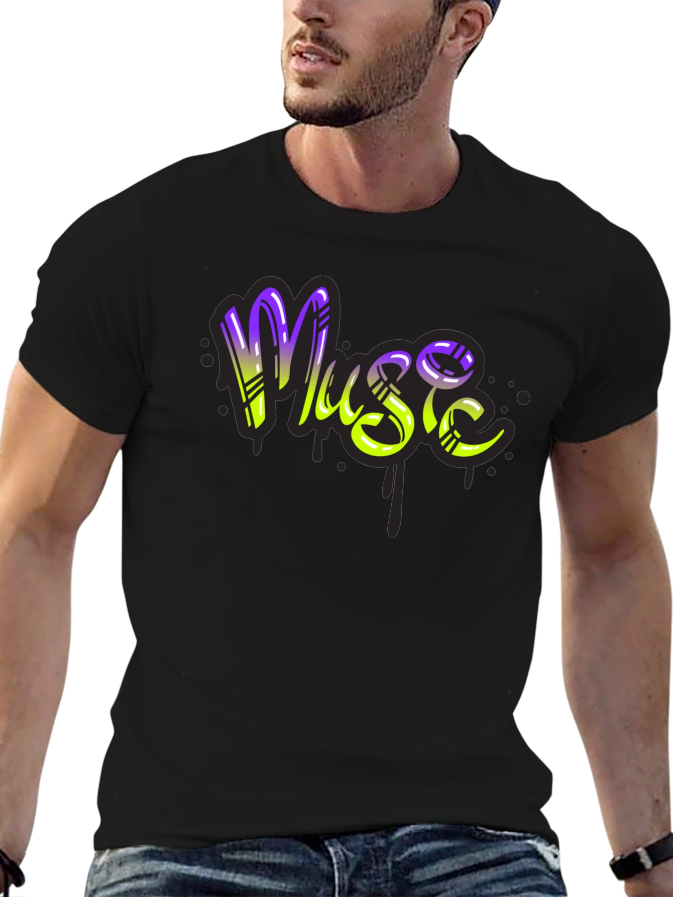 Music Graffiti T-Shirt - Black Cotton Blend
