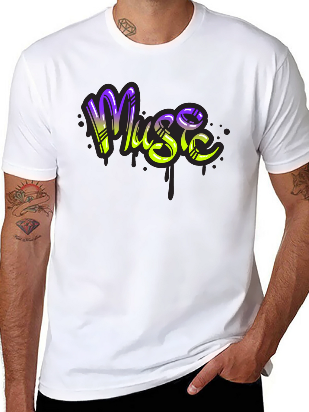 Music Graffiti T-Shirt - Black Cotton Blend