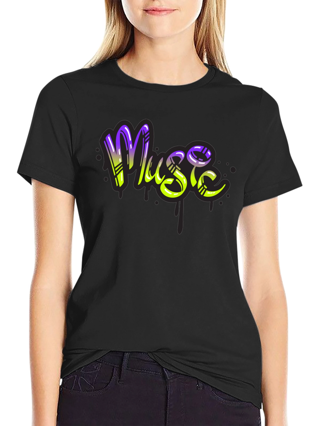 Music Graffiti T-Shirt - Black Cotton Blend